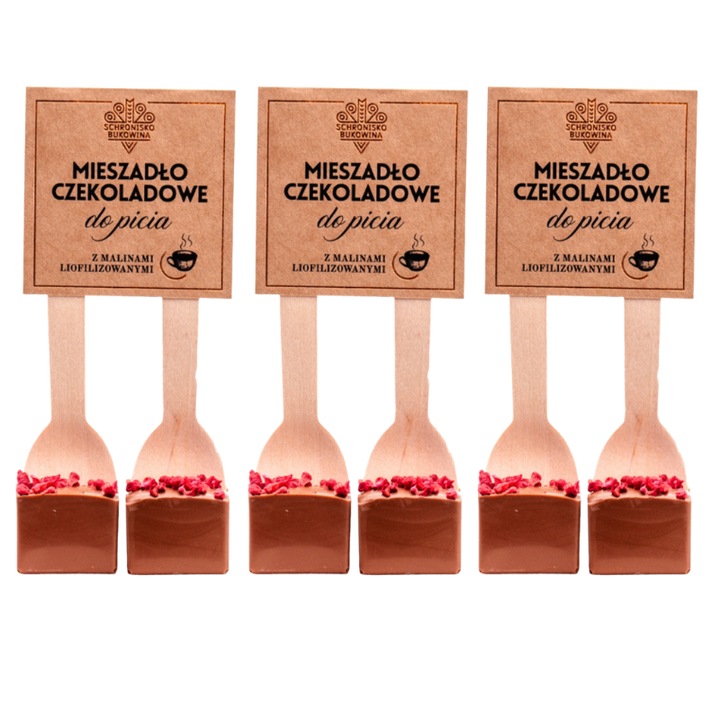 Mix de ciocolata, zmeura liofilizata, Schronisko Bukowina, 3 bucati, 75 g, ciocolata cu fructe, gustare dulce, desert