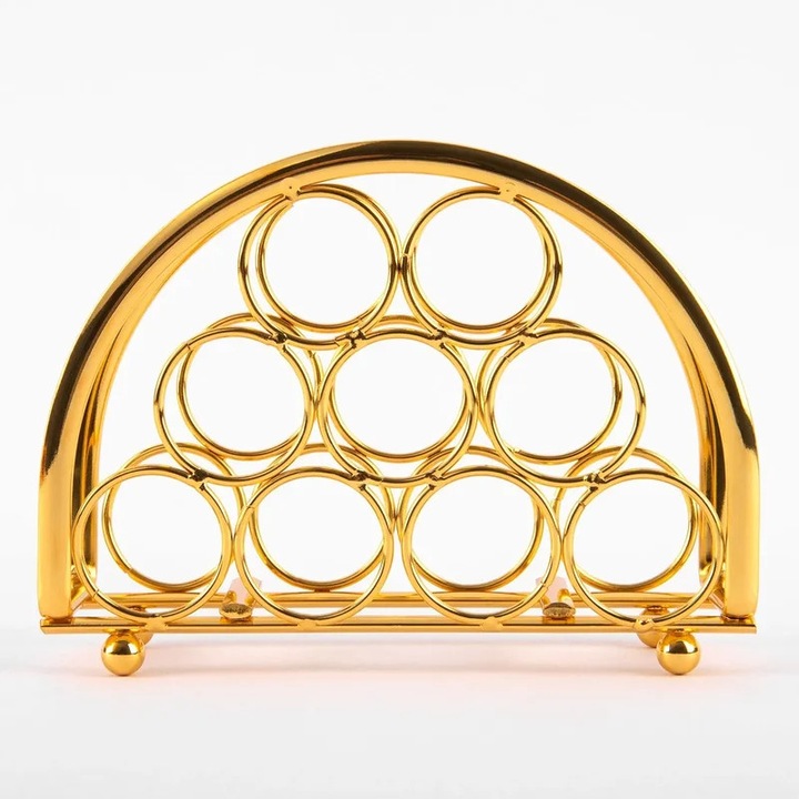 Suport Servetel 'Circles', Auriu, Metal pentru Decorarea Meselor