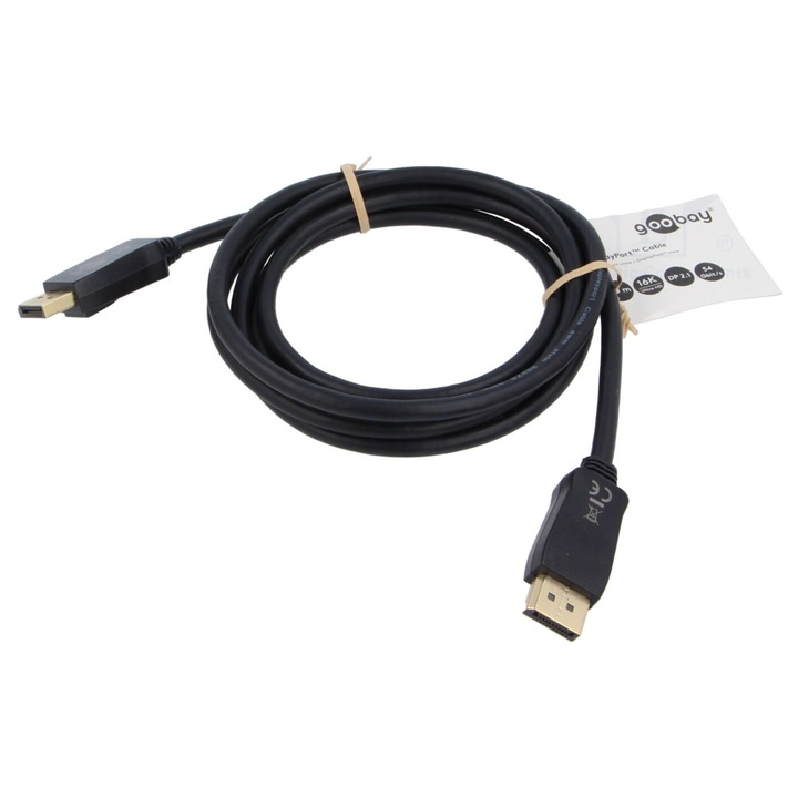 Cablu DisplayPort 2m Goobay negru blocare 8K HDR Full HD