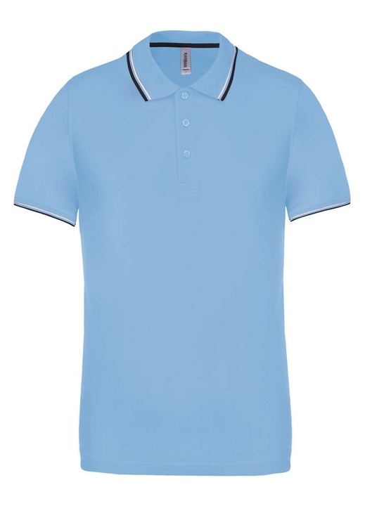 Kariban KA250 férfi galléros póló, rövid ujjú, világoskék/sötétkék/fehér színű, 3XL méret
