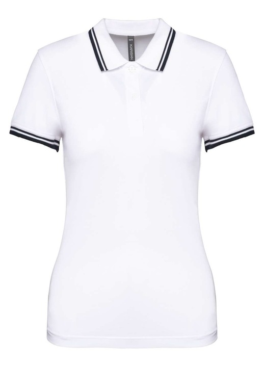 Kariban KA273 férfi galléros póló, rövid ujjú, fehér/fekete szín, 2XL méret