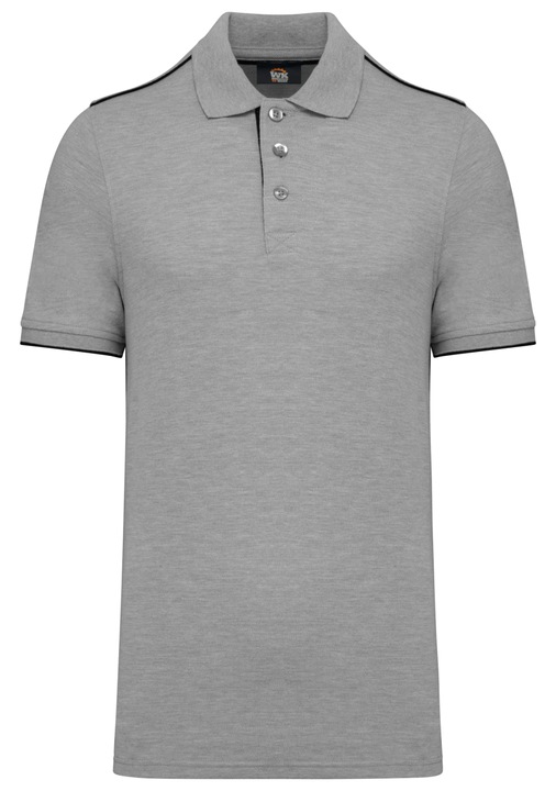 Férfi galléros póló Designed To Work WK270, rövid ujjú, szürke melange/fekete szín, 2XL méret