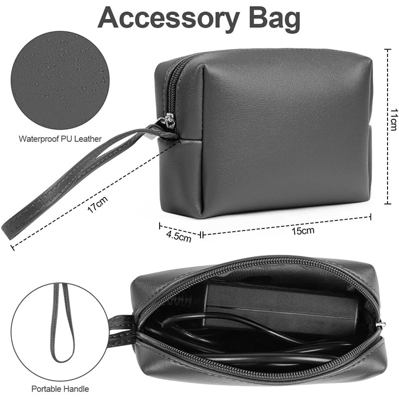 Set Husa Laptop 15-16 inch, NAXSIR, Portabil, impermeabil, Piele Ecologica, Compatibila cu MacBook Air, MacBook Pro, Gri