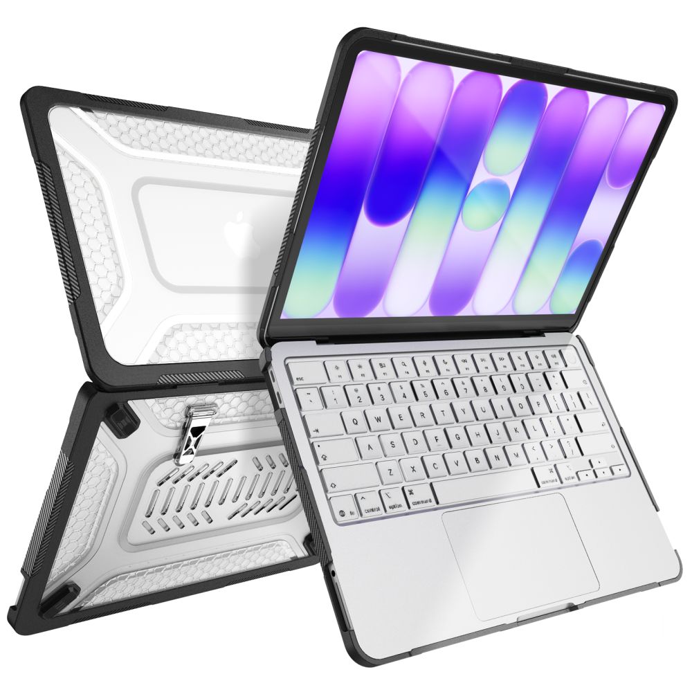Carcasa laptop Tech-Protect Kevlar Pro compatibila cu MacBook Neo 13 inch, Negru / Transparent
