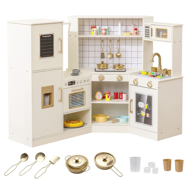 Set de bucatarie pentru copii cu dozator de gheata, cuptor, cuptor cu microunde