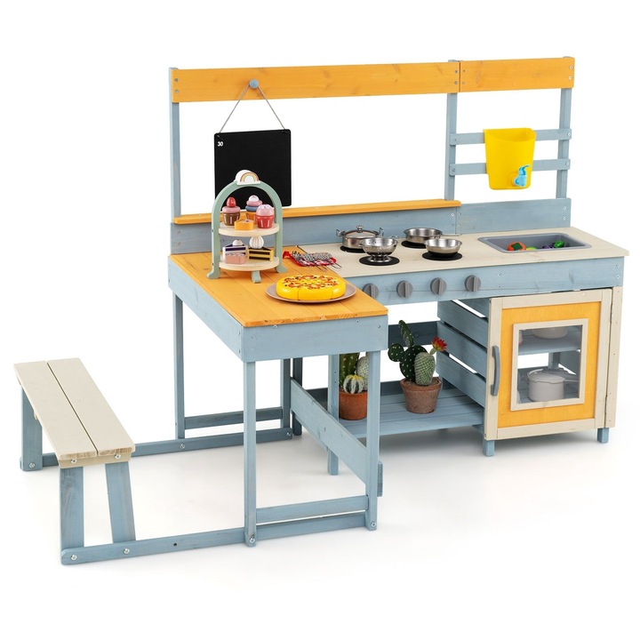 Bucatarie de joaca pentru copii cu masa de picnic si chiuveta