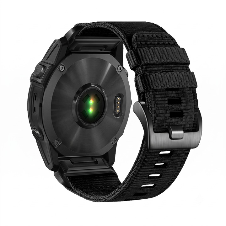 Nylon szíj Garmin Fenix 3 HR / 5X / 6X / 7X / Fenix 8 51 mm / Instinct 2X / Instinct 3 50 mm / Epix 2 Pro 51 mm okosórához, Amazfit T-Rex Ultra 2, 26 mm, Best Accessories, fekete