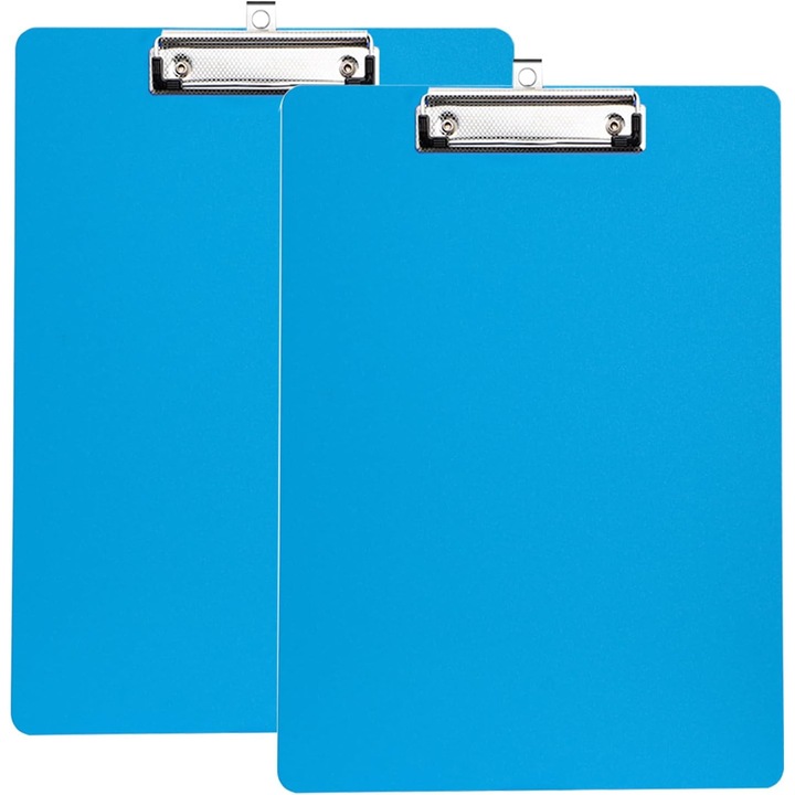 Clipboard A4, set 2 bucati, plastic, albastru, 31x22cm, capacitate 80 foi