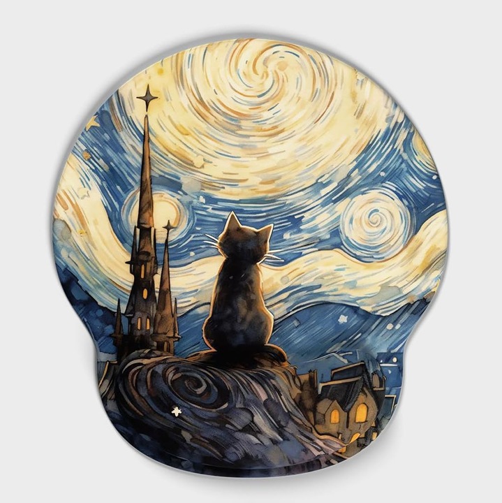 Ergonomikus egérpad csuklótámasszal, memóriahab, fekete, 23x19cm