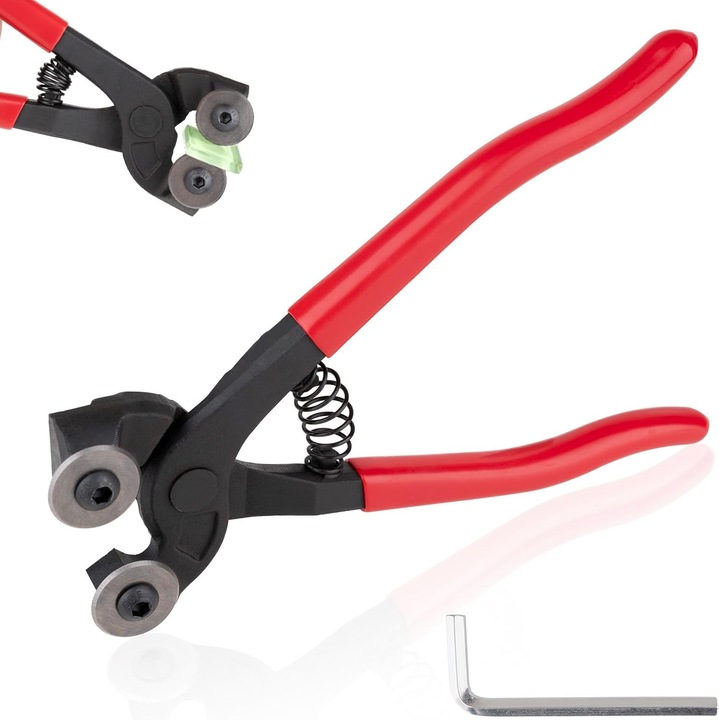 Cleste taiat sticla 7 inch, otel carbon, maner cauciucat, set cu cheie Allen
