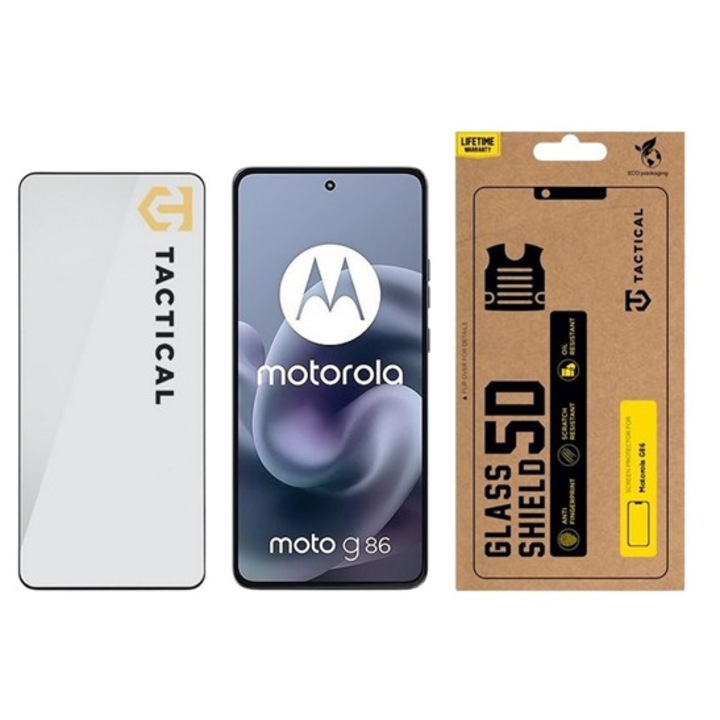 Tactical glass shield 5d képernyővédő üveg, 5d, 0.33mm, 9h, fekete, kompatibilis: Motorola Moto G86 5G