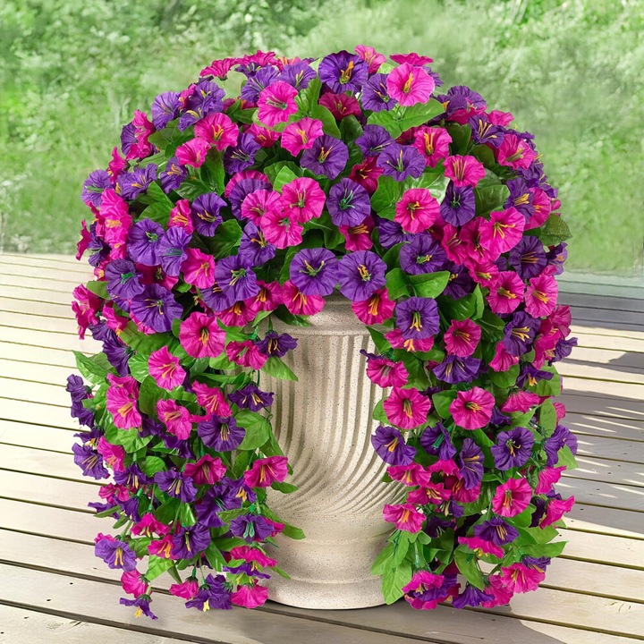 Műnövény, Morning Glory, 2 darabos szett, UV-álló, selyem, zöld