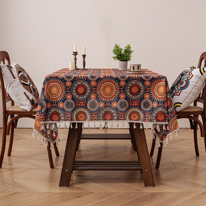 Többszínű boho makramé asztalterítő 200x140cm