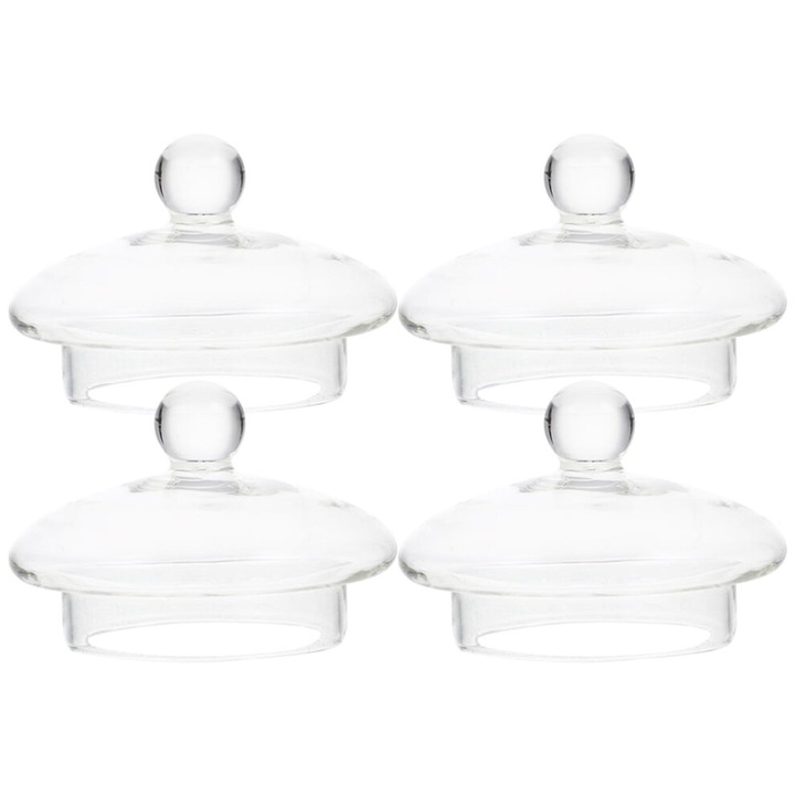 4 db üvegfedél készlet átlátszó teáskannához 8.2x8.2x5 cm