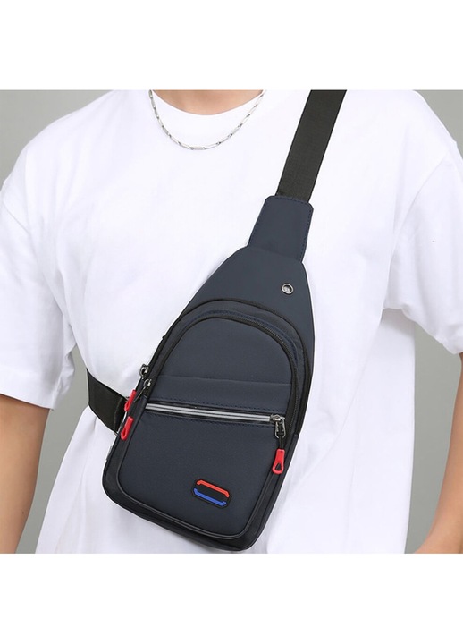 Férfi crossbody táska, nylon, vízálló, szürke 30x17x5 cm