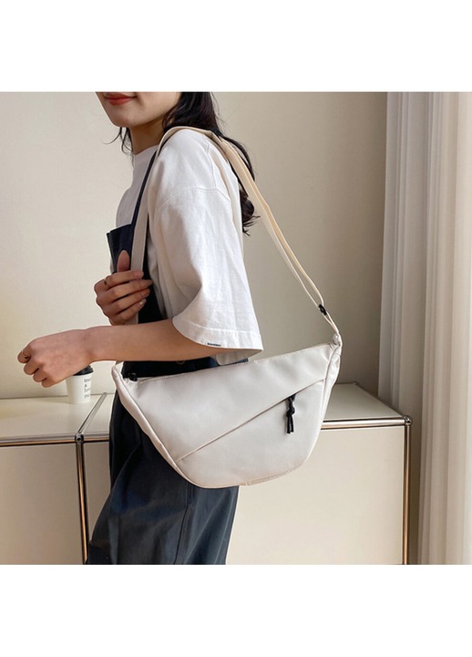 Nylon crossbody táska, könnyű, fehér, 32x18x7cm