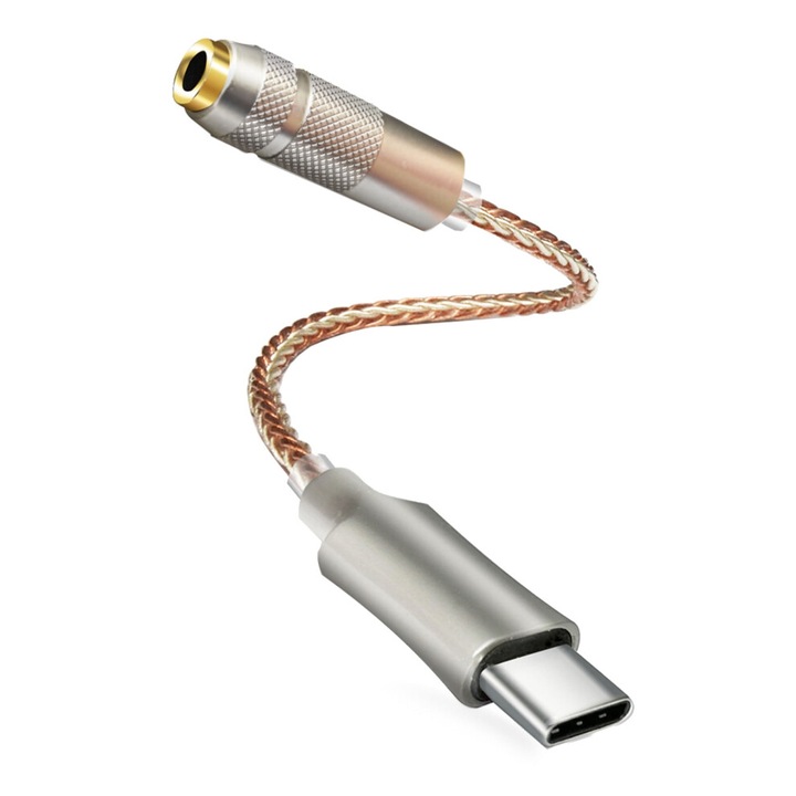 Amplificator casti USB-C la 3.5mm metalic 13cm