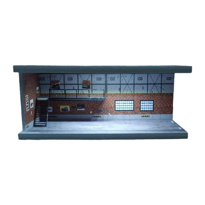 Dioráma vitrin világítással 1/64-es autómodellekhez, 26x15x11cm, átlátszó
