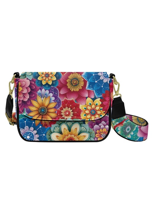 Női crossbody táska, Mandala Boho, vízálló bőr, többszínű, 23x7.5x15cm
