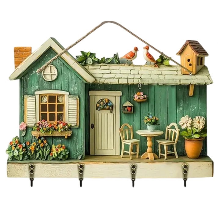 6 db-os fakanál készlet, cottage design, többszínű