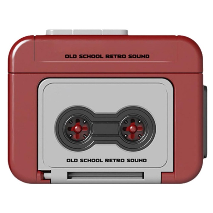 Set brelocuri casetofon vintage mini, rosu, 6x3x2cm