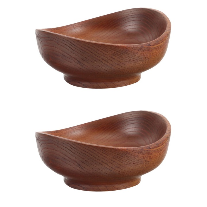 Tál szett 2 db barna fa tálból 12.5x11.5x6cm salátához és gyümölcshöz