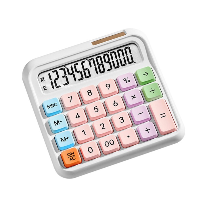 Irodai számológép LCD 12 számjegyű színes gombok 13.5x13.7cm