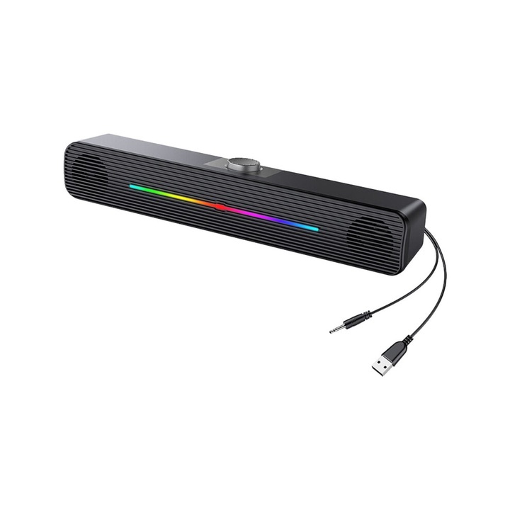 PC hangszórók, USB, RGB világítás, AUX kábel, fekete