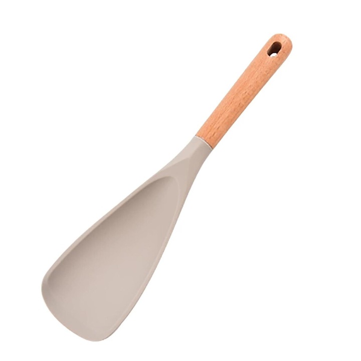 Szilikon főzőkanál, spatula, fa, 30x8x2cm