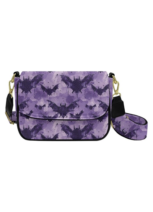 Női mini crossbody táska, vízálló bőr, fekete, 23x7.5x15cm