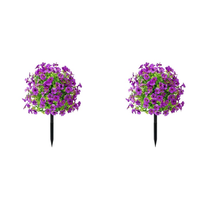 2 db mű buxus gömb lila virágokkal 35x35cm többszínű