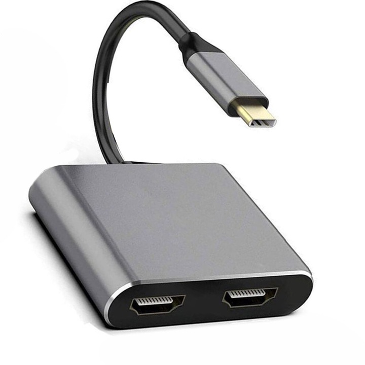 Dokkoló kettős monitor USB-C 4K 60Hz alumínium 5.6x4.7cm
