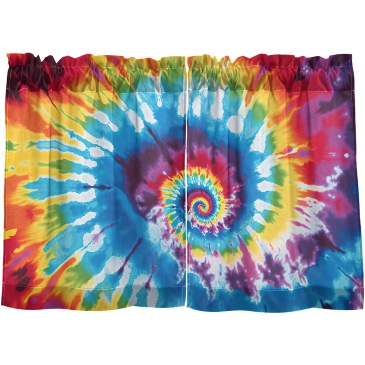 Rövid konyhai függönyök, 2 panel, tie dye, 91x91cm, poliészter
