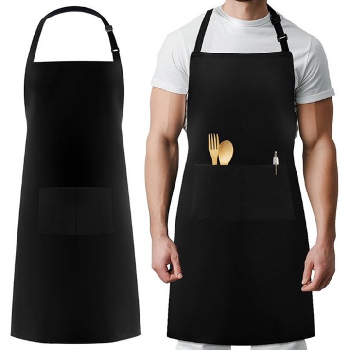 Sort bucatarie impermeabil, reglabil, cu 3 buzunare, 67x85cm, unisex