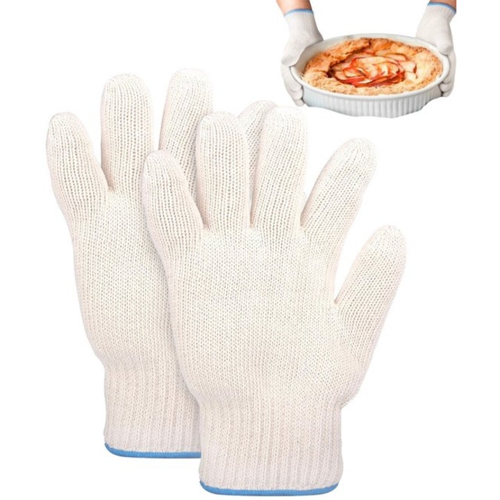 Konyhai kesztyű, 2 darabos szett, hőálló, fehér pamut, univerzális méret