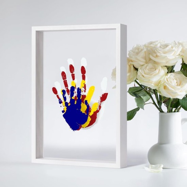 Set amprente familie DIY, rame foto, alb, 22.5x31.4x4 cm
