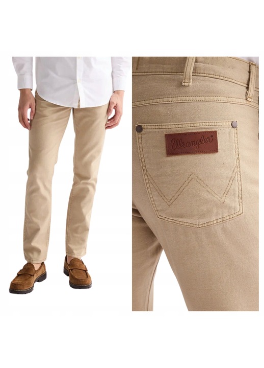 Férfi nadrág, Wrangler, Méret 33/34, Bézs, Larston, Slim Fit szabás, Szűkített kúpos fazon, Közepes derék, Cipzáras záródás