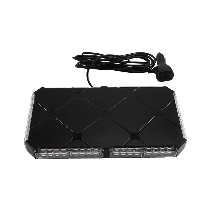 Стробоскопична предупредителна светлина 48 LED, 16 режима, черна, 29.2x16.2x4.6cm