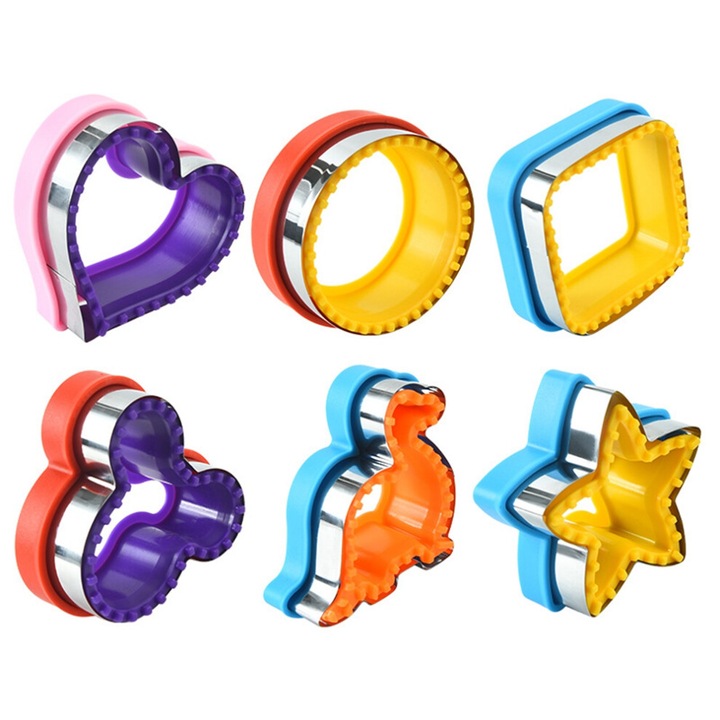 Set 6 forme sandwich inox si plastic multicolor 6x diverse forme