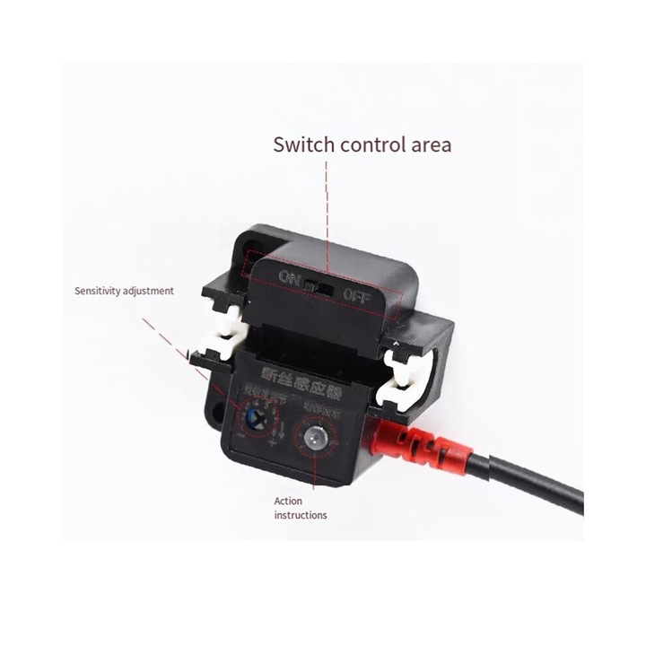 Senzor detectare fir rupt controler, negru, 24V, 200ms, plastic