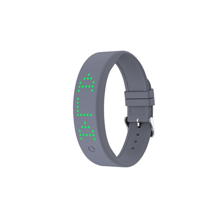 Ceas cu alarma vibratoare, 8 alarme personalizate, mesaje, gri, silicon, reglabil 10x20cm
