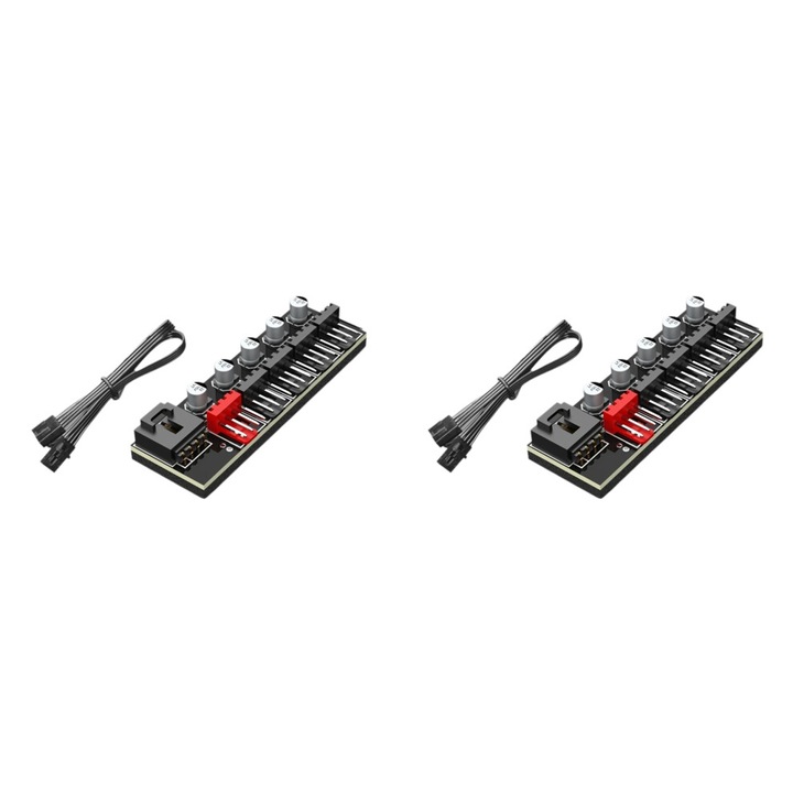 2 db hub ventilátor PC 5 portos PWM fekete 4 tűs