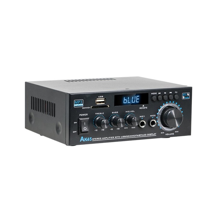 Digitális Bluetooth 2.0 erősítő, 120W, fekete, 12V-220V