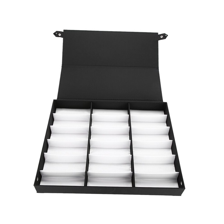 Cutie organizator ochelari 18 compartimente pliabila negru
