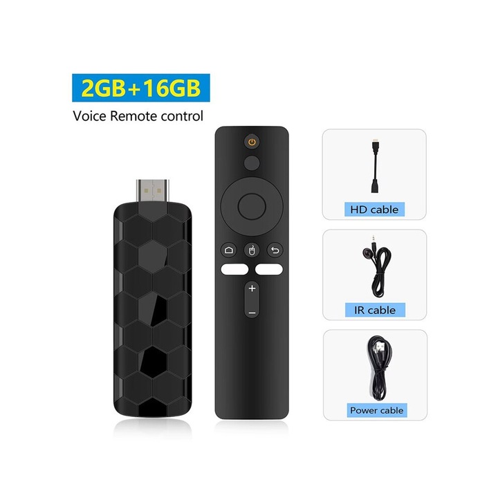 TV Stick Android 16 WiFi6 RK3518 fekete 1080P 4K