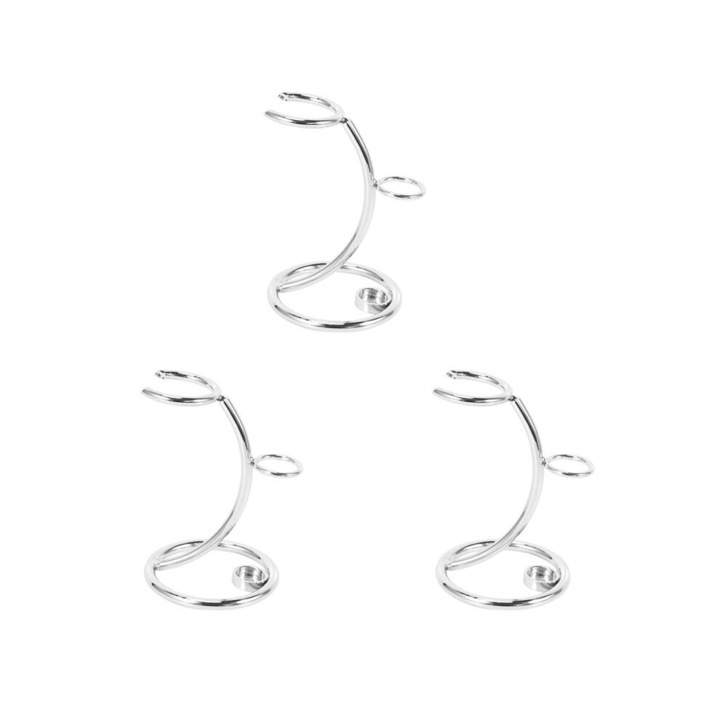 Set 3 Suporturi pentru Pensule de Ras, Metal, Argintiu, 10.55x3.2x2cm