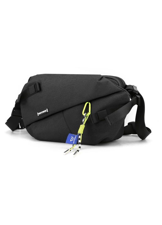 Чанта за рамо crossbody за мъже от найлон 3 в 1, Cootway® чанта за гърди за мъже и жени със стилен висулка, малка раница за мотоциклет, портфейл за рамо за туризъм, бягане, колоездене, пътувания на открито, 33x12x21CM, Черна