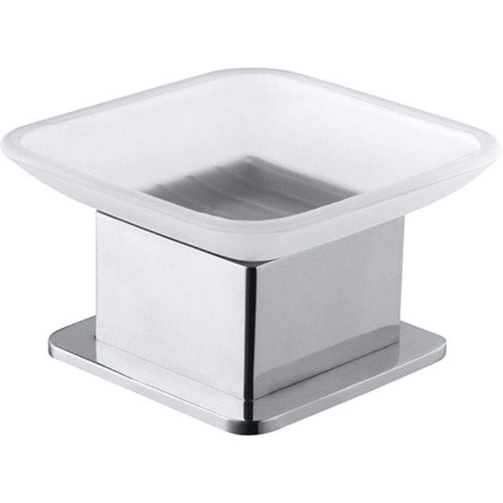 BEMETA PLAZA Álló szappantartó, üveg, 85x55x85mm, króm