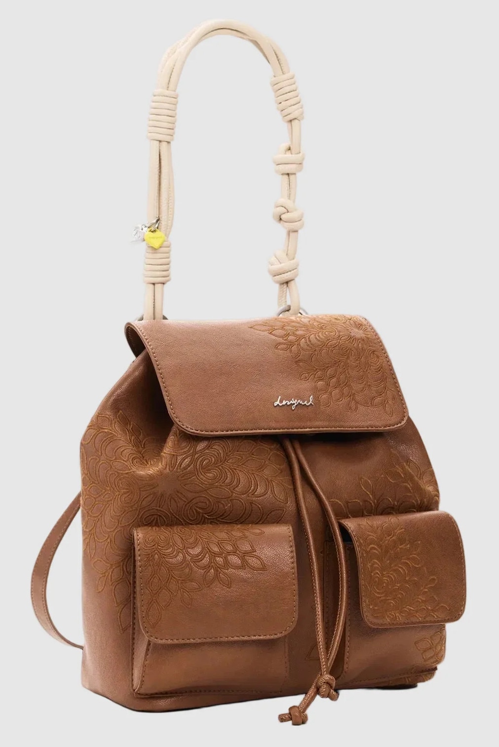 Embosss Rucsac femei Desigual caramel cu emboss floral si buzunare - eMAG.ro