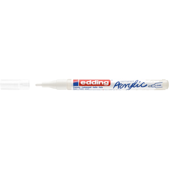 Marker acrilic 1-2mm, Edding 5300 alb